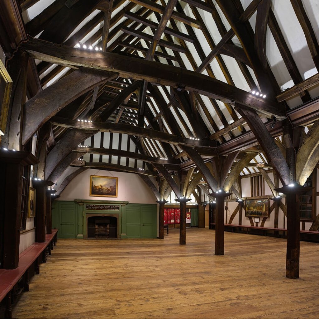 Inside the hall.
